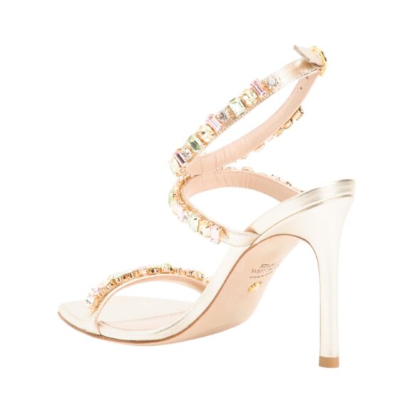 Stuart Weitzman Made In Spain Leather Jaide 100 Gem Sandals - Picture 2 of 3